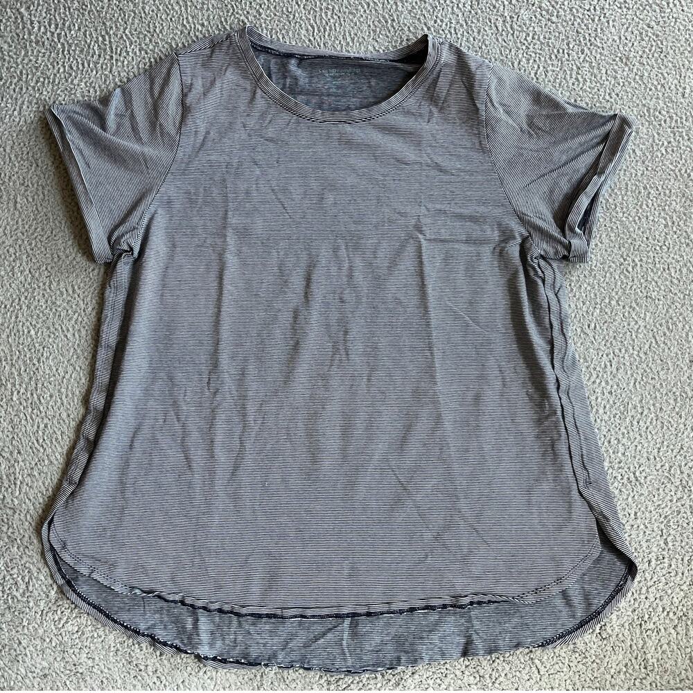Soft Surroundings Top 3X Cotton Stretch Striped Cuffed Short Sleeve T-Shirt
